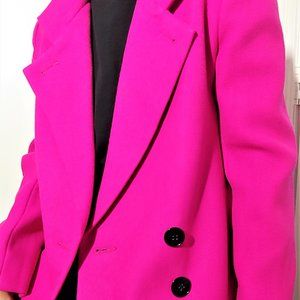 Double-Breasted Fuchsia Pink Blazer